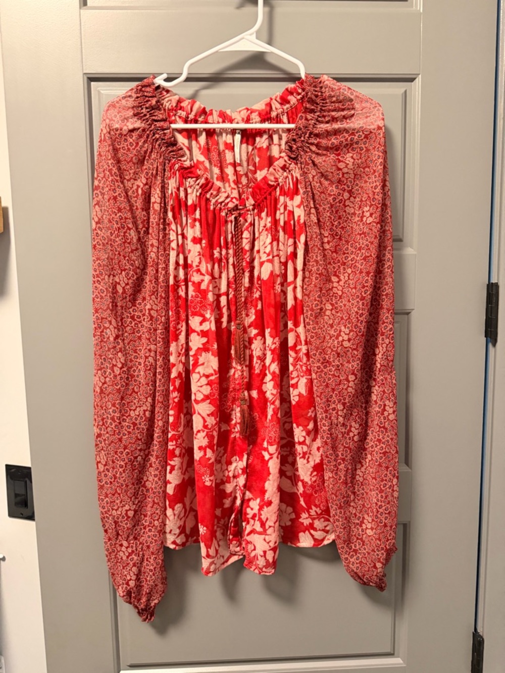 Free People Red Hendrix Blouse